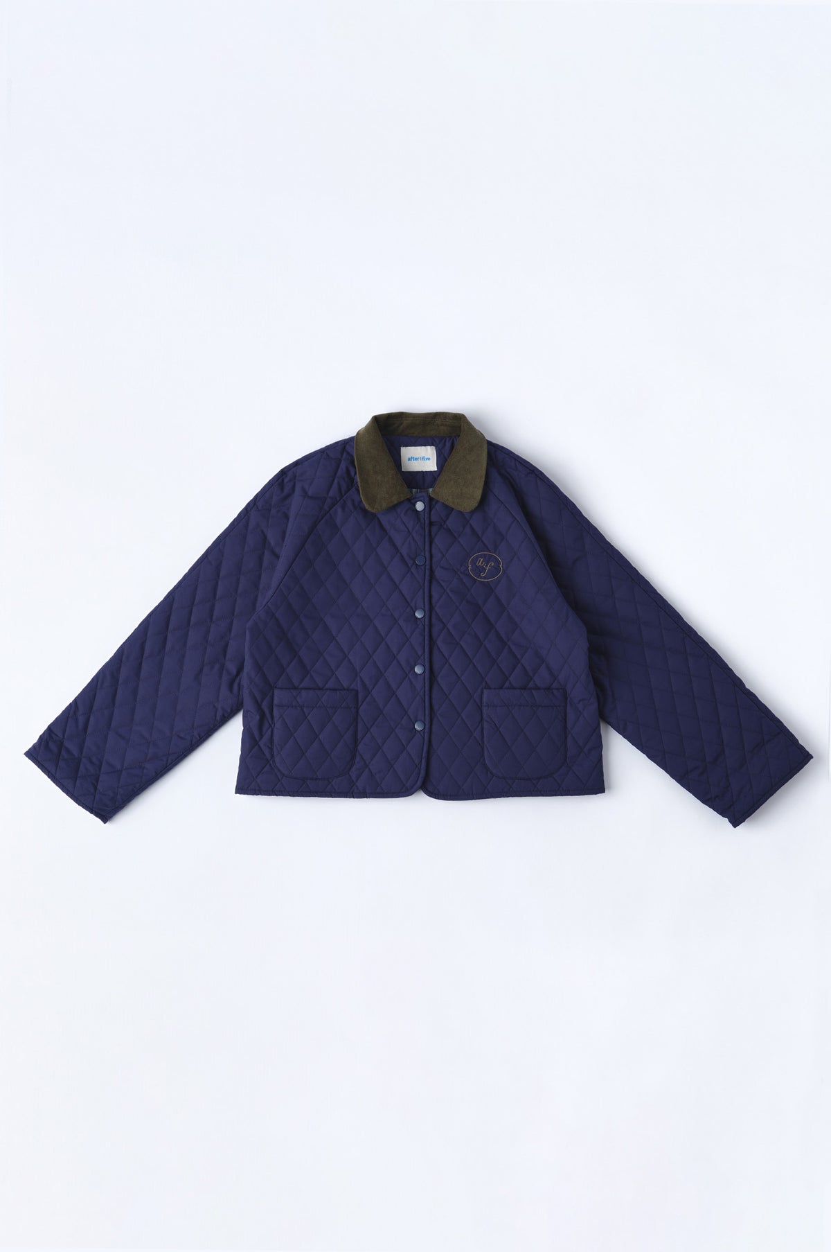 As Luck Happens Quilted Corduroy-Collared Jacket in Twilight