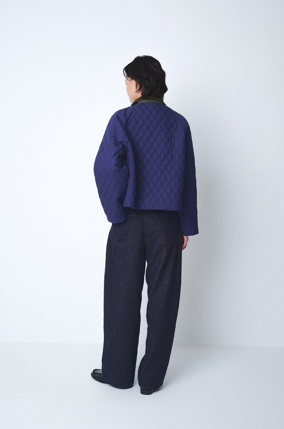 As Luck Happens Quilted Corduroy-Collared Jacket in Twilight