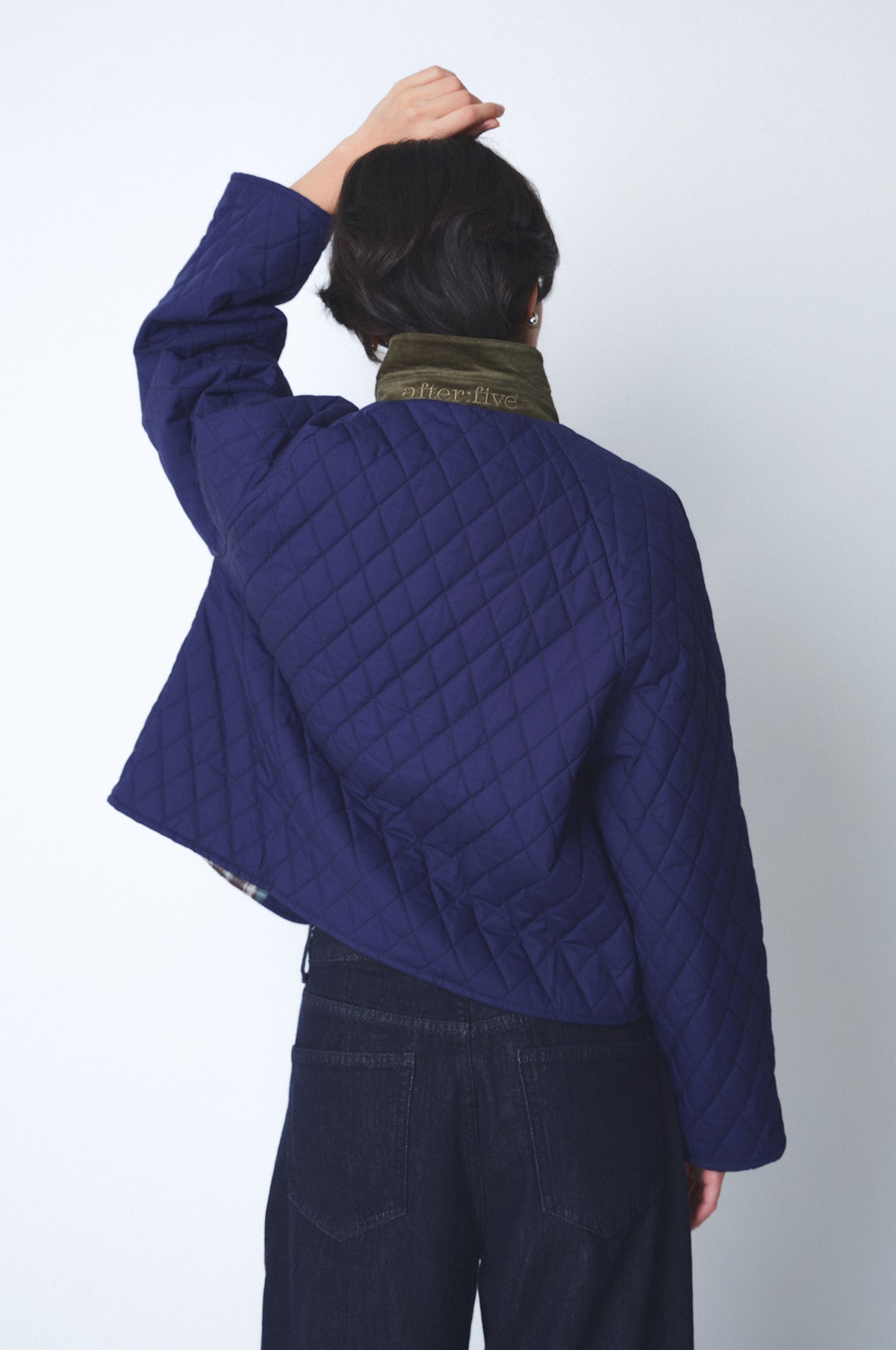 As Luck Happens Quilted Corduroy-Collared Jacket in Twilight