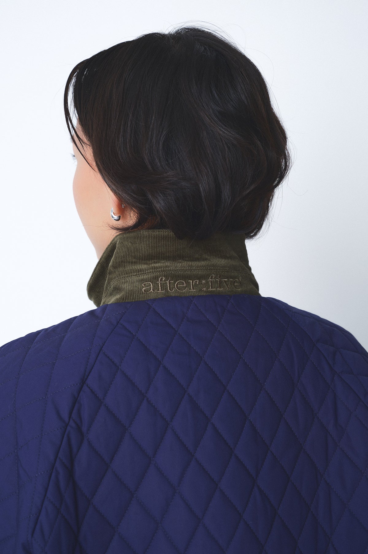As Luck Happens Quilted Corduroy-Collared Jacket in Twilight