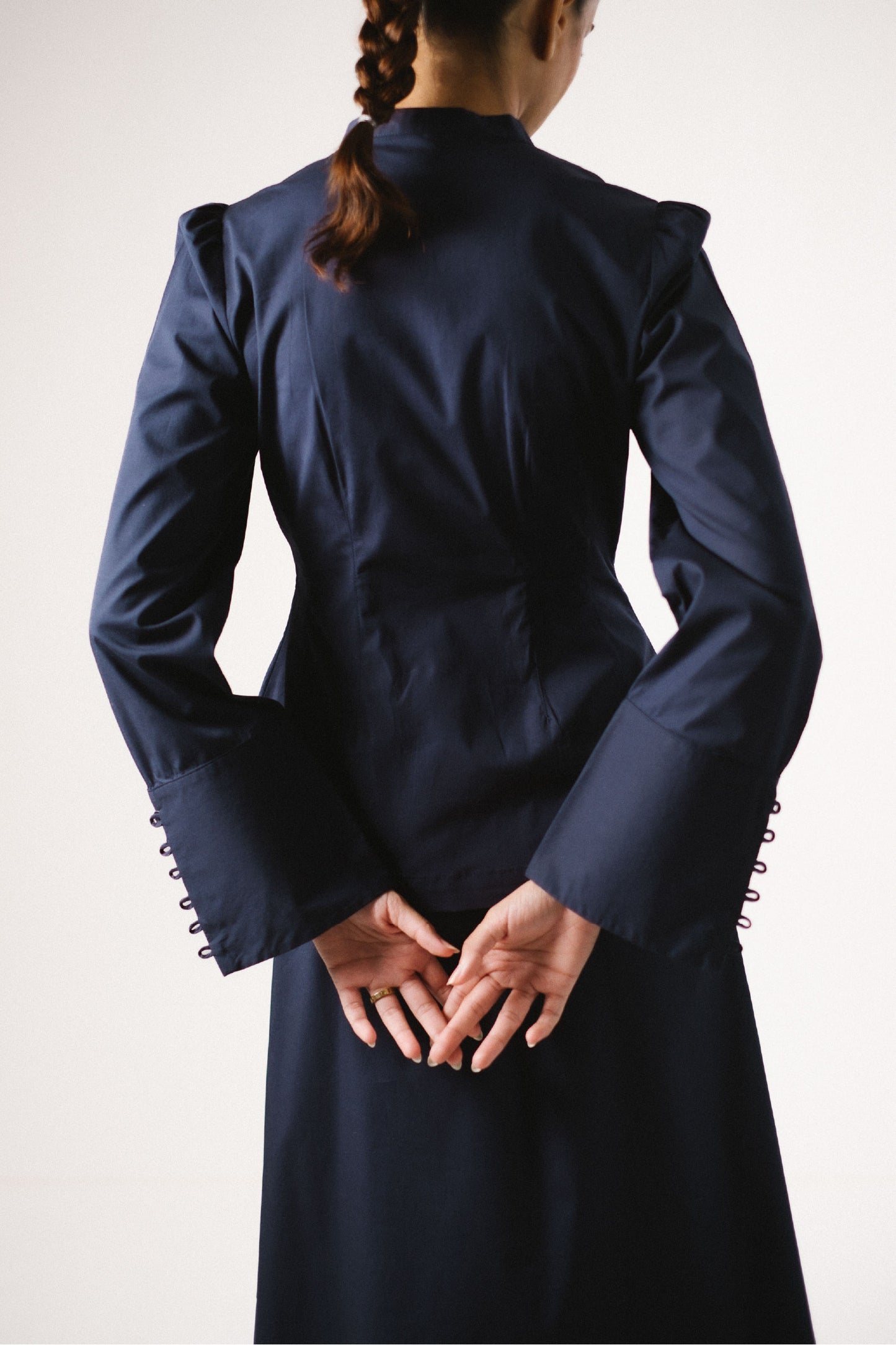 Growing Out Your Sleeve Poplin Shirt in Navy