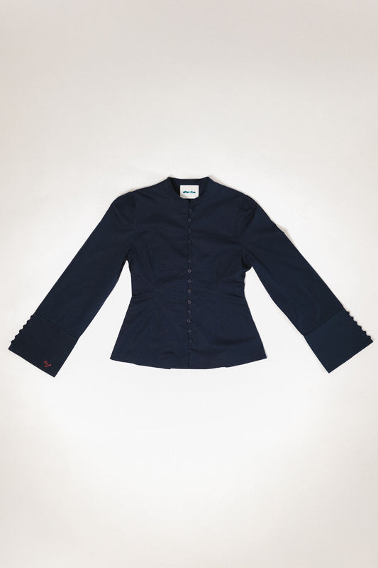 Growing Out Your Sleeve Poplin Shirt in Navy